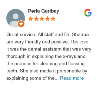 Perla review for Bellevue Azalea Dentistry on google