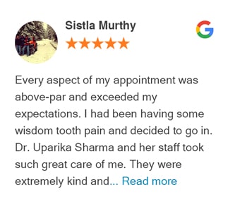 Sistla review for Bellevue Azalea Dentistry on google